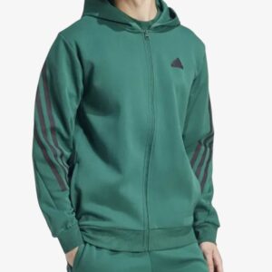 adidas future icons 3 stripes full zip hoodie green iw8531 1