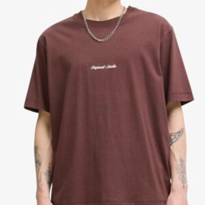 jack jones jornorrebro emb tee ss crew neck noos red 12282892 deep mahagony 1