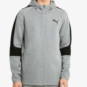 puma evostripe full zip hoodie jr gray black 672882 03 1