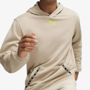 puma fit taped powerfleece lite hoodie beige 524935 90 1 1